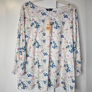 Dokotoo Blue and Pink Floral Blouse